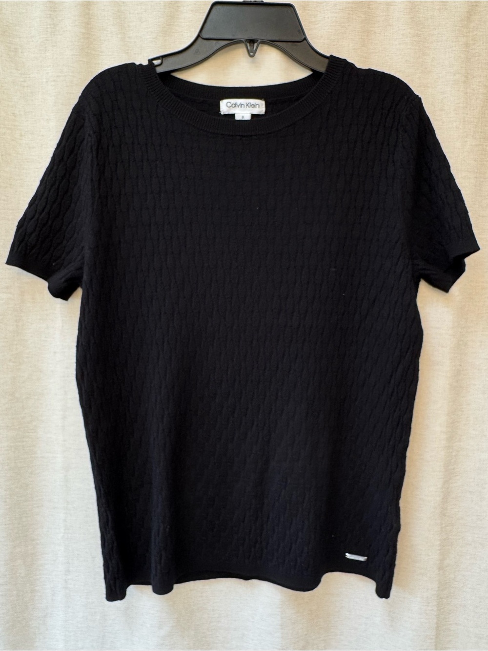 Calvin Klein Women’s Black Short-Sleeve Knit Lightweight Sweater